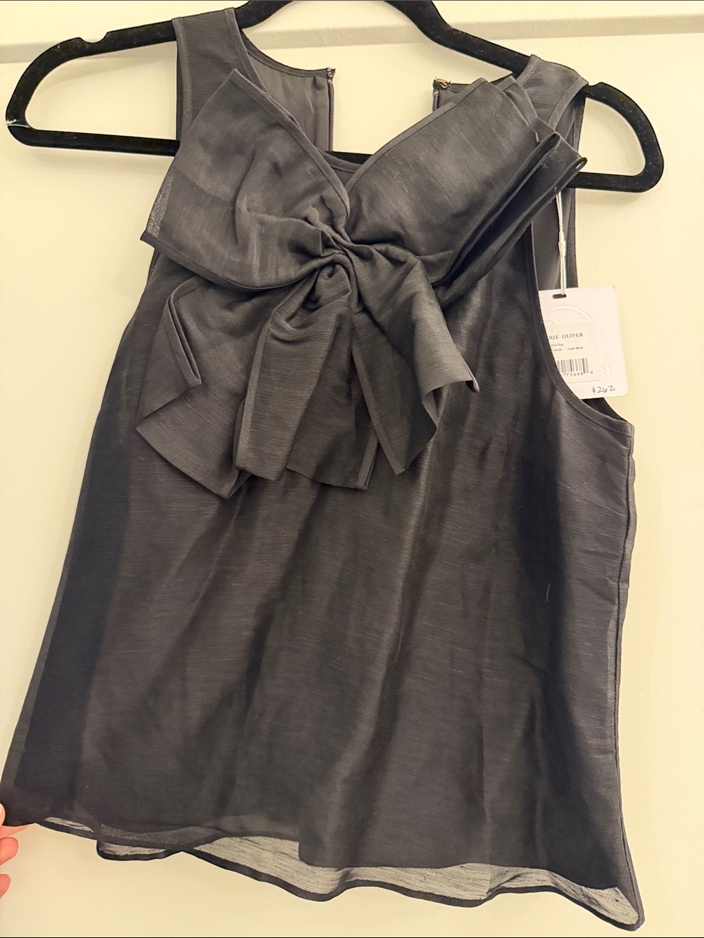 Marie Oliver Slate Gray Bow-Front Sleeveless Top